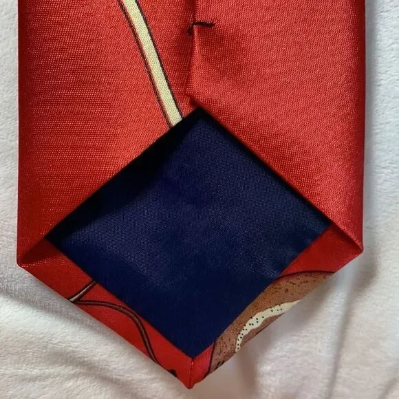 Mickey Mouse Fishing Red Silk Tie for Adults - Picture 6 of 8